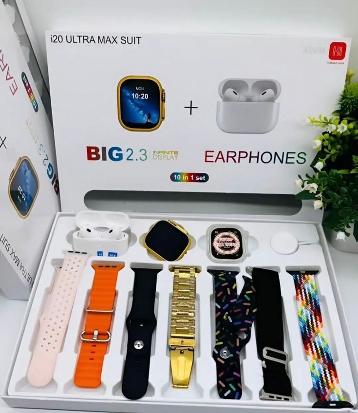 I20 Ultra Smart Watch - I20 Ultra Max Suit 10 in 1 Smart Watch With Airpods - Ultra 2 Smart Watch with Earbuds Watch Earbuds Ultra 9 Smart Watch Airpods Watch Airpods Smart Watch for Boys Touch Watch Mobile Watch Ultra with Airpods